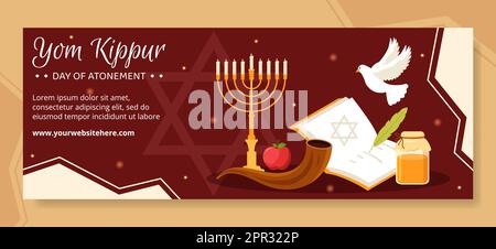 Yom Kippur Day Celebration Cover Template Hand Drawn Cartoon Flat Illustration Stock Vector