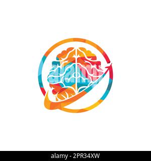 Smart travel vector logo design. Brain travel logo icon design. Stock Vector