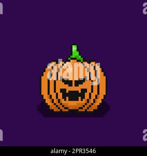 pixel art pumpkin scary halloween Stock Vector