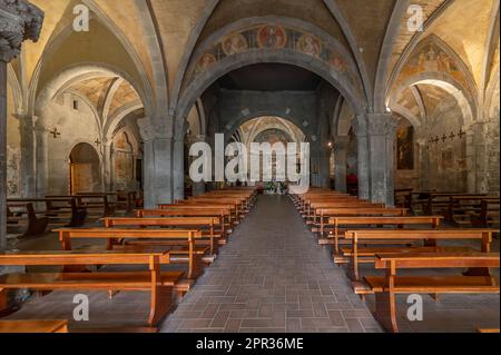 The interior of the ancient basilica of San Flaviano in Montefiascone, Italy Stock Photo