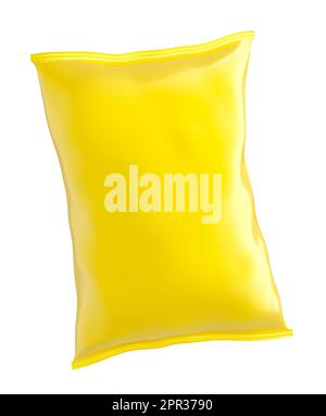 Yellow color snack packaging isolated on white - 3d rendering Stock Photo