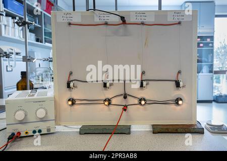 Board with electrical circuit Stock Photo