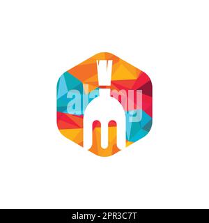 Spartan Fork vector logo template design. Stock Vector