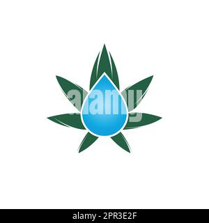 Cannabis leaf water drop logo design icon. Cannabis Oil vector logo concept. Stock Vector