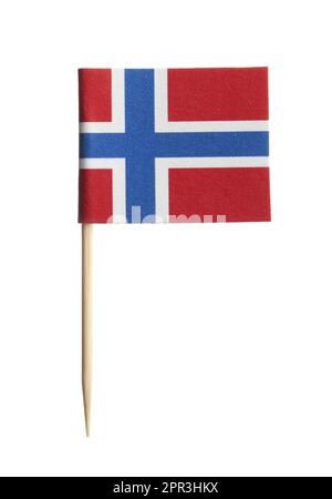 Small paper flag of Norway isolated on white Stock Photo