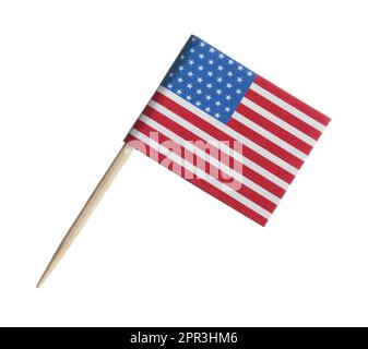Small paper flag of USA isolated on white Stock Photo - Alamy