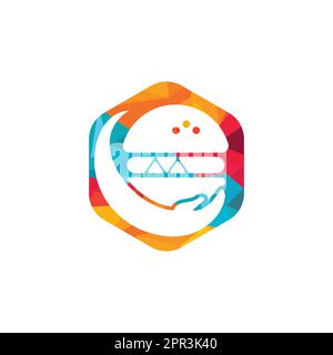 Burger care vector logo design. Vector burger and hand logo combination. Stock Vector