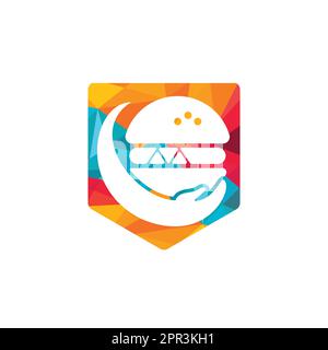 Burger care vector logo design. Vector burger and hand logo combination. Stock Vector