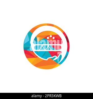 Burger care vector logo design. Vector burger and hand logo combination. Stock Vector