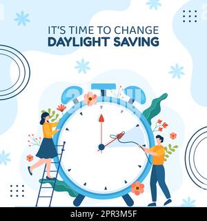 Daylight Savings Time Background Template Hand Drawn Cartoon Flat Illustration Stock Vector