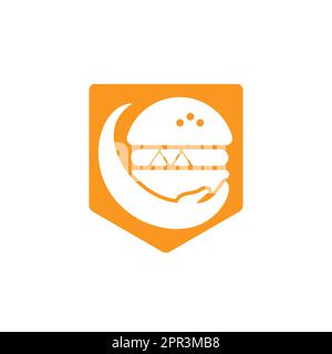 Burger care vector logo design. Vector burger and hand logo combination. Stock Vector