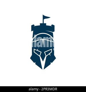 Spartan castle vector logo design template. Warrior Spartan logo design template. Stock Vector