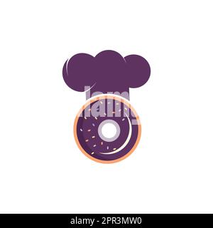 Donut chef vector logo design template. Stock Vector