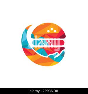 Burger care vector logo design. Vector burger and hand logo combination. Stock Vector