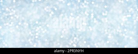 Panorama of decorative Christmas background with bokeh lights and snowflakes. Christmas and Happy New Year blue panoramic background with snowflake. W Stock Photo