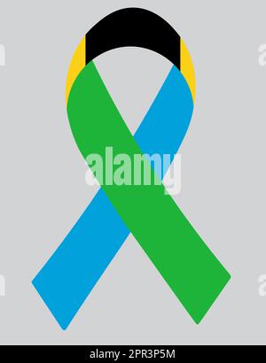 3d ribbon with national flag Tanzania isolated on white background with ...