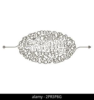 Chaotic Doodle. Thread Clew Knot. Insane Messy Line. Complicated Clew Way. Tangled Cribble Path. Difficult Process. Stock Vector