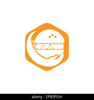 Burger care vector logo design. Vector burger and hand logo combination. Stock Vector