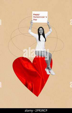 Collage banner sketch of surprised woman impressed scandal breaking