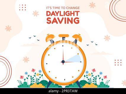 Daylight Savings Time Background Template Hand Drawn Cartoon Flat Illustration Stock Vector
