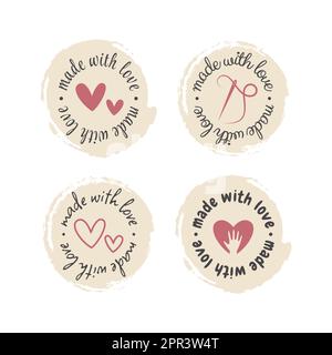 Made with love label for handmade items Stock Vector