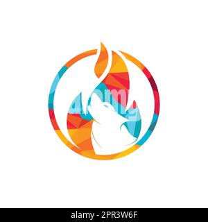Wolf fire vector logo design template. Stock Vector