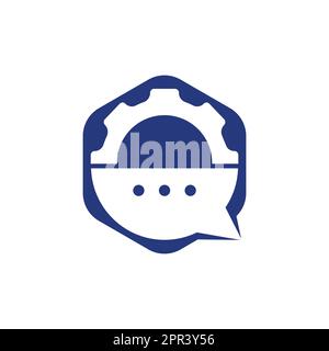 Gear chat vector logo design template. Gear bubble chat vector logo. Stock Vector