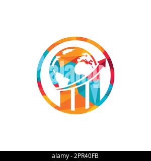 World Stats vector logo design template. World finance logo design concept. Stock Vector