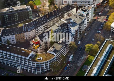 view of the surrounding buildings from the Rhine Tower, Germany, North Rhine-Westphalia, Lower Rhine, Dusseldorf Stock Photo