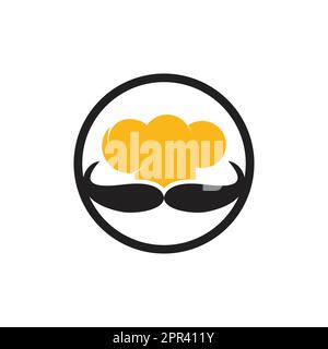 Mister Chef vector logo design template. Chef cap and mustache icon design. Stock Vector