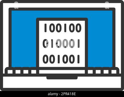 Laptop With Binary Code Icon Stock Vector Image & Art - Alamy