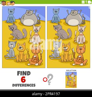 differences educational game with cartoon cats and kittens Stock Vector ...
