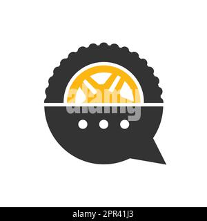 Transport chat vector logo design template. Talk symbol tire shape logo vector design. Stock Vector