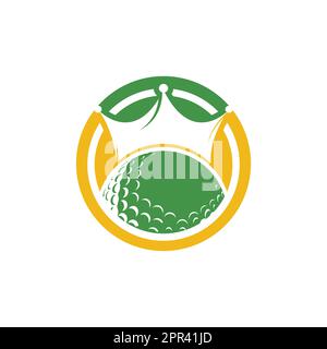 King golf vector logo design. Golf ball with crown vector icon. Stock Vector