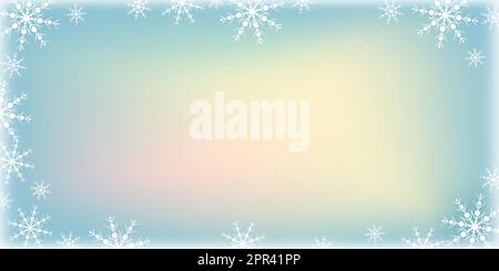 Winter Christmas background with snowflakes. Winter window, gentle pastel colors, Christmas and New Year. Banner, template, backdrop, place for text, insert. Stock Vector