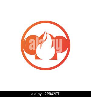 Hot chef vector logo for restaurant, bistro, culinary, catering kitchen business. Chef hat with a flame vector icon. Stock Vector
