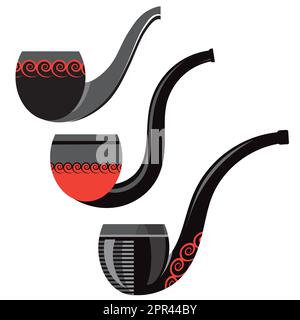 Retro Wooden Smoking Pipe Isolated on White Background. Stock Vector
