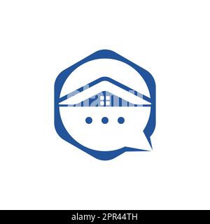 Chat home vector logo design. Online chat house vector logo design concept. Stock Vector