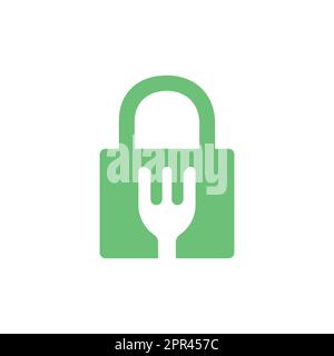 Food security lock icon Vector symbol or sign set collection in black ...