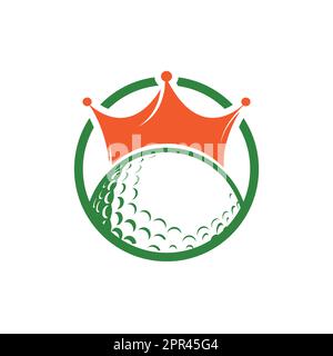 King golf vector logo design. Golf ball with crown vector icon. Stock Vector