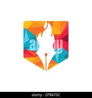 Fire Pen vector logo design concept. Hot writer vector logo icon. Stock Vector
