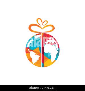 Global Gift vector logo design template. Unique globe and market logotype design template. Stock Vector