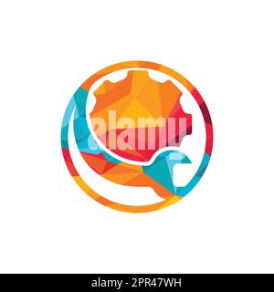 Wrench gear logo vector design. Repairing service, vector illustration. Stock Vector
