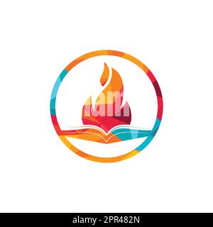 Education fire vector logo design. Motivation book vector logo design template. Stock Vector
