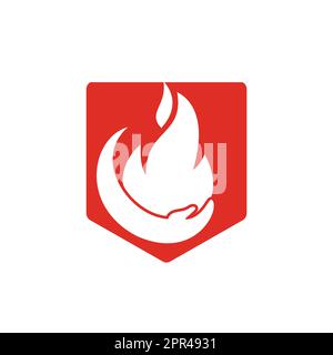 Fire care vector logo design concept. Hand and fire icon logo design ...