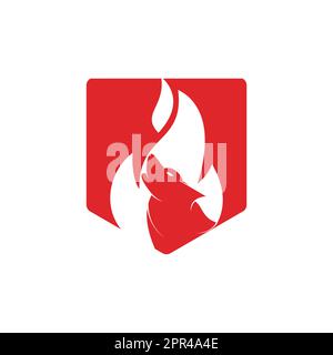 Wolf fire vector logo design template. Stock Vector