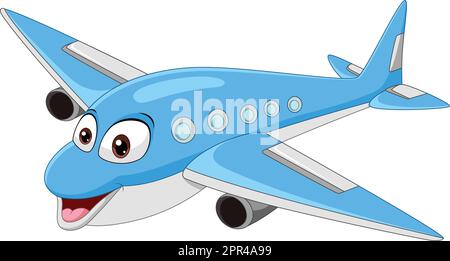 Cartoon smiling airplane mascot character Stock Vector