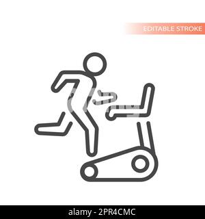 Man running on treadmill line vector icon Stock Vector