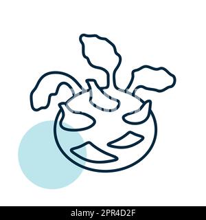 Kohlrabi or German Turnip isolated vector icon Stock Vector