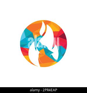 Wolf fire vector logo design template. Stock Vector